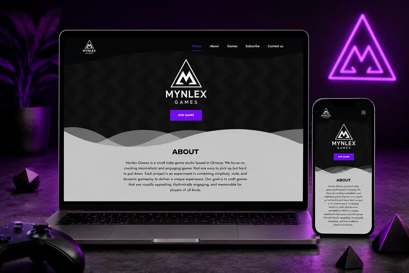Прев’ю сайту Mynlex Game Studio