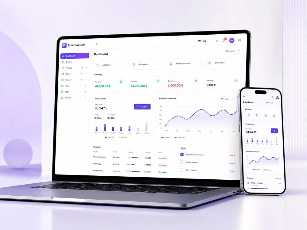 Прев'ю SaaS-системи Freecora CRM